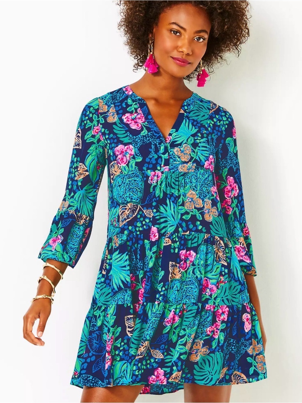 Lilly Pulitzer Gabriel Dress Low Tide Navy Life Of The Party Tiered Dress Size 6